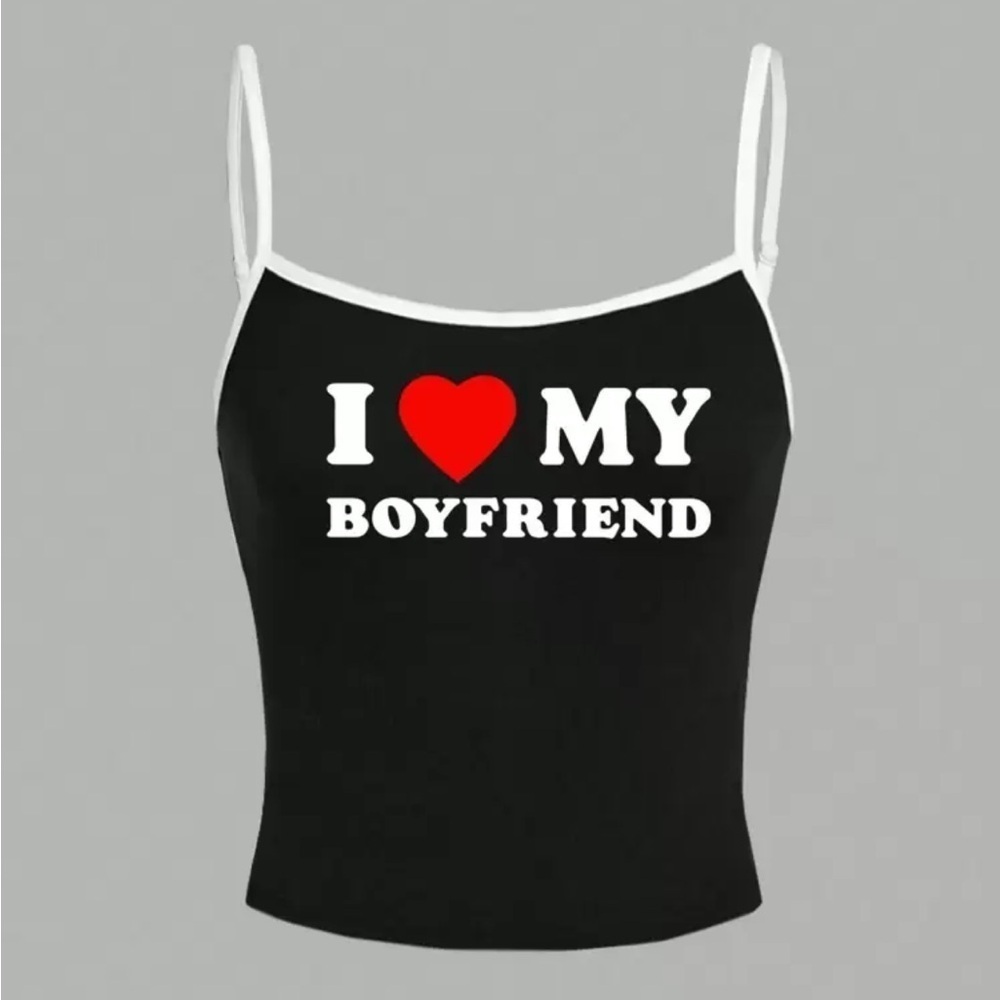 Black SHEIN “I Love My Boyfriend' Tank Top - Picture 2 of 7